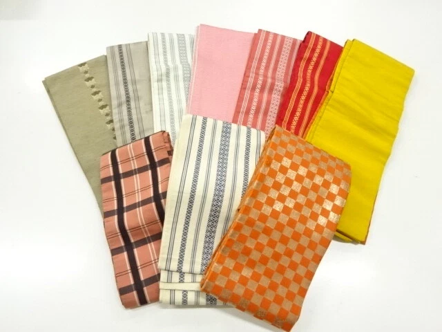 39679# Japanese Kimono / Antique Hanhaba Obi / Set Of 10