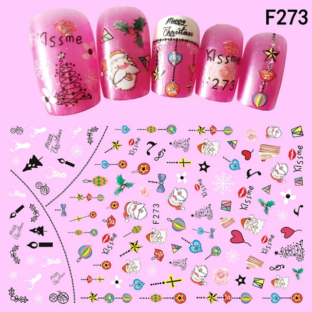 10 hojas pegatinas muñeco de nieve manicura pegatinas de belén árbol de Navidad