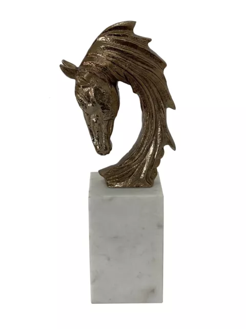 Gold Horse Sculpture on a Wonder White Marble Base