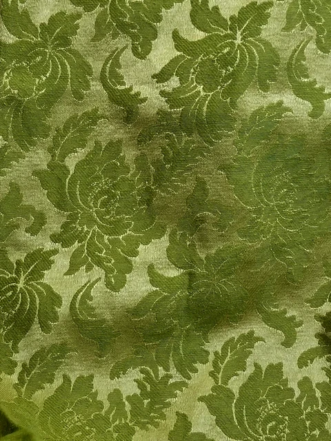 1960s 70s Upholstery Brocade Fabric Gold and Olive Green Foliage 2 3/4 YARDS