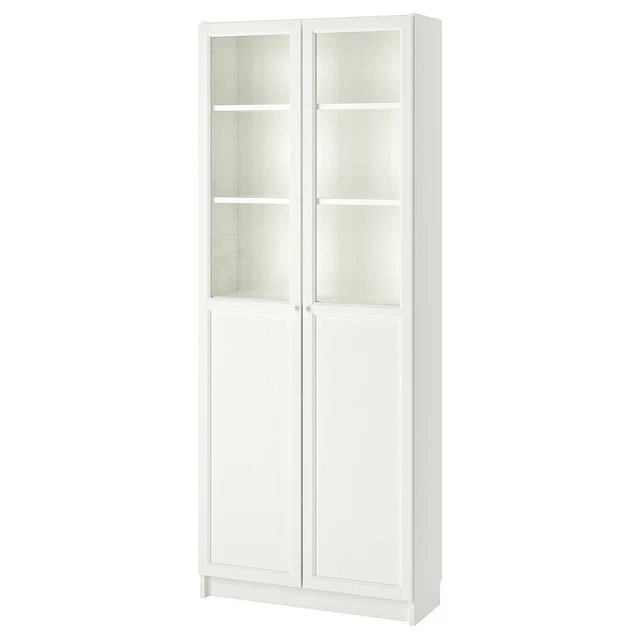 IKEA BILLY BOOKCASE with panel/glass doors 80x202x30 cm white £289.97