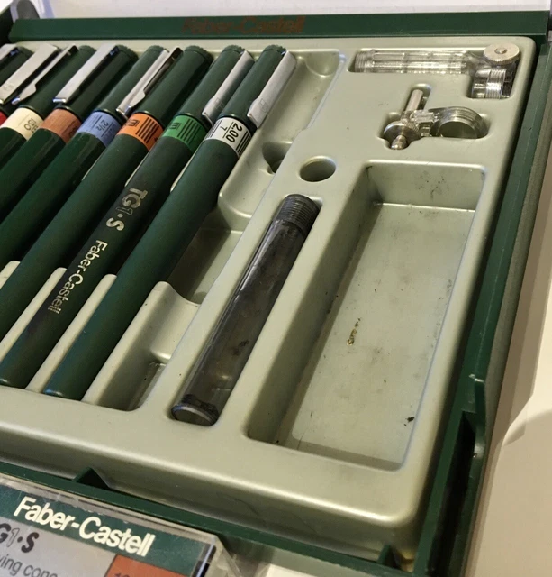 FABERCASTELL TECHMATE TG1S Technical Drawing Pens Set of 8 in Case £