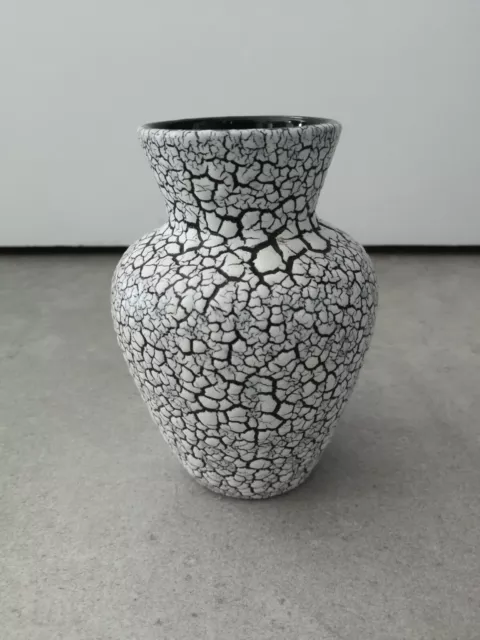 Vase effet craquelé noir et blanc céramique allemande WEST design vintage) Jasba