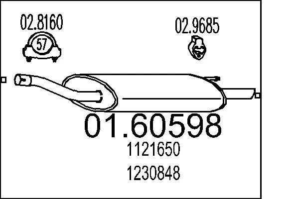 MTS Silenziatore Marmitta per Ford Focus Berlina 01.60598