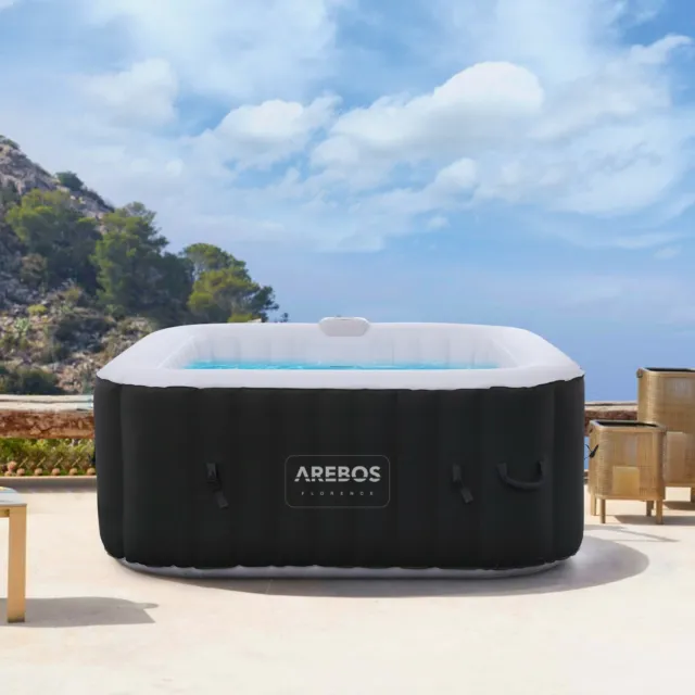 AREBOS Spa Hinchable Piscina de Hidromasaje Cuadrado 154x154cm