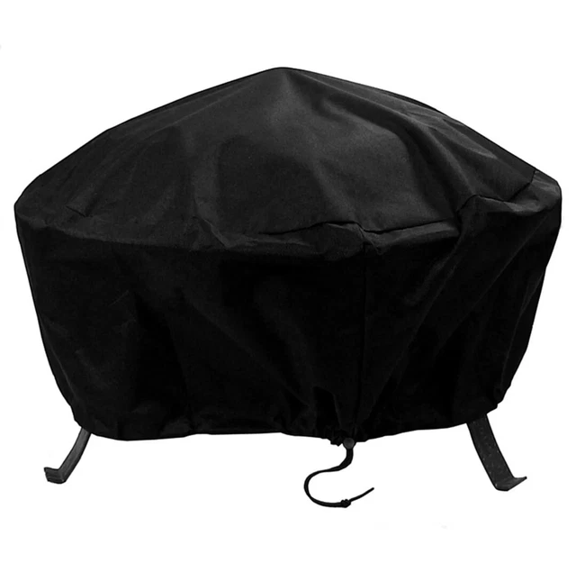 Cubierta redonda de pozo de fuego exterior de 40" de alta resistencia PVC negro Sunnydaze