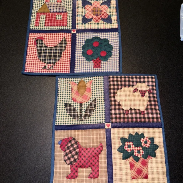 Pair Of Amish Handmade quilted potholders 9.5” square Very gently used