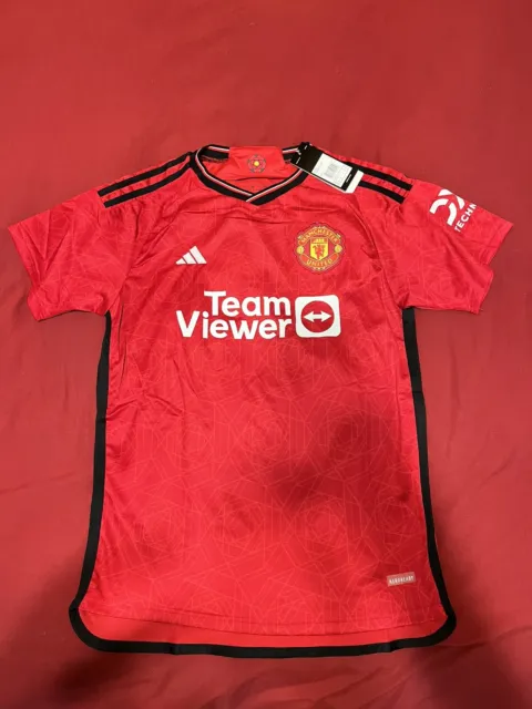 Adidas Manchester United Home Authentic Soccer Jersey $130 Red White H31090  XL