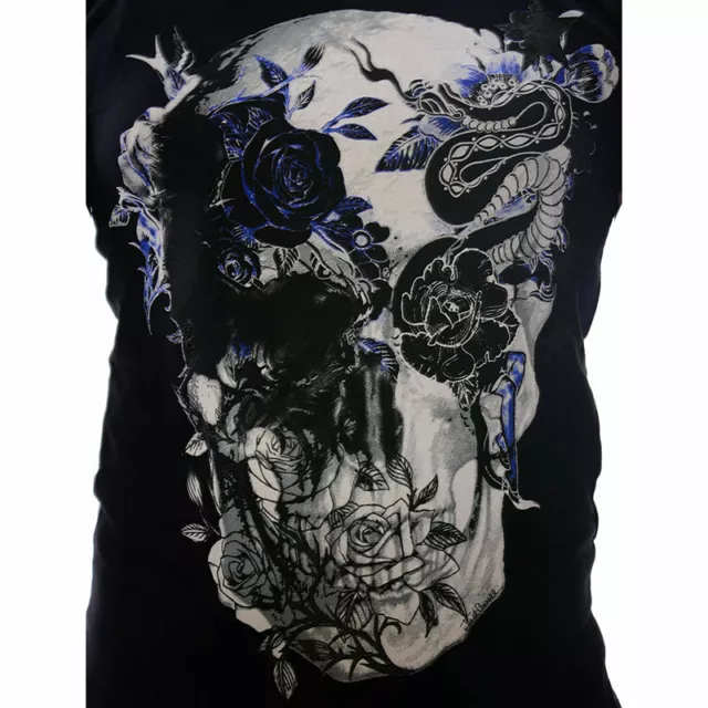 JUST CAVALLI S03GC0367 Mens T-Shirt 3D Print Short Sleeve Tops Cotton Black Tee 3