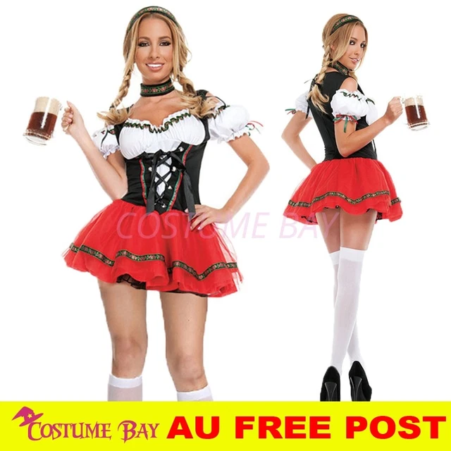 Ladies Oktoberfest Beer Maid Wench German Bavarian Heidi Fancy Dress Costume