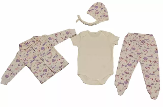 Baby Erstaustattung Neugeborene Set 4tlg Geschenkset Baumwolle  6-9 Monate