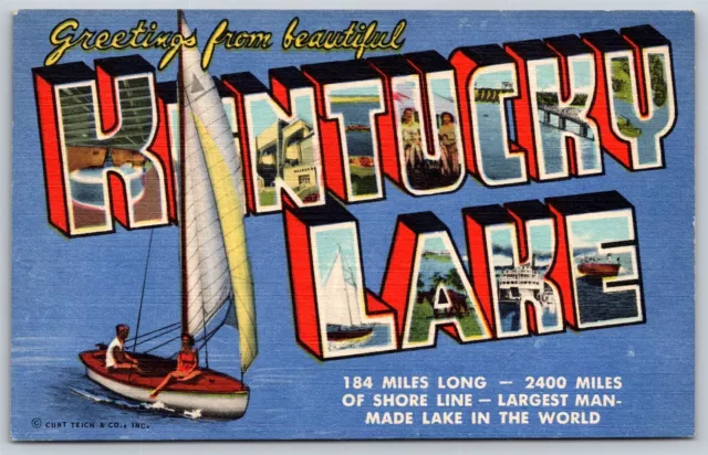 Postal Saludos desde Kentucky Lake Carta Grande Lino O122