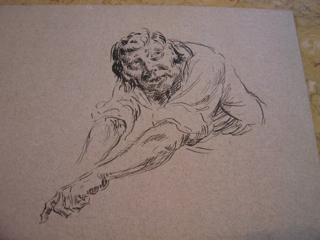 Vintage Antique Début 20th Siècle Edward Comly Trego Dessin De Homme Ou Femme 2