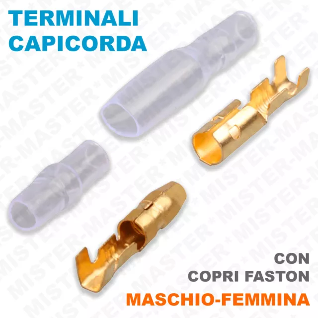 Terminali Capicorda Faston Isolati 1 Via Kit Maschio Femmina - Set Da 40 Pezzi