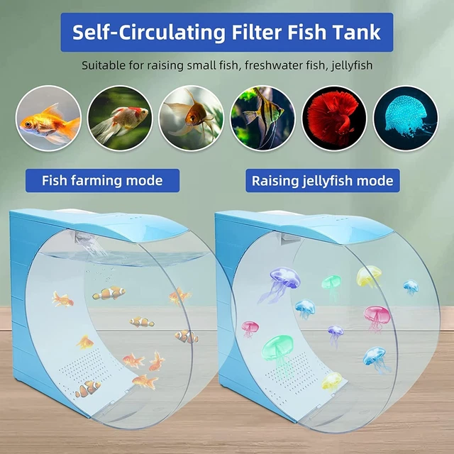 Bluecoco 2.6 Gallon Betta Aquarium Kit Fish Jellyfish Tank with Water Pump 3