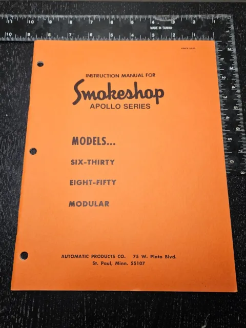 Smokeshop Apollo Series Instruction Manual - Models 630, 850, Modular