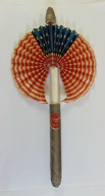 Vintage 1950s Paper American Flag Cigar Pull Out Novelty Fan