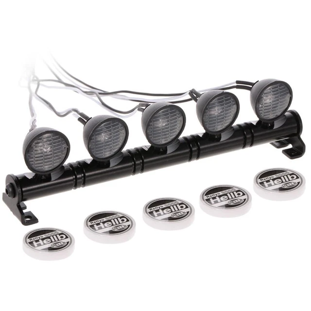 RC-Hub Portapacchi In Metallo Con Barra LED Per Axial SCX24 1/24, Nero, 14g, Upgrade Auto RC