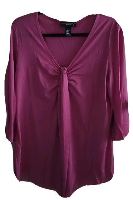 Venezia Womens size 14/16 Rose Pink Empire Waist 3/4 Sleeve V-Neck Blouse Top