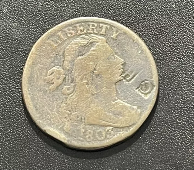 US 1803 Draped Bust Large Cent Coin with "GH" Countermark