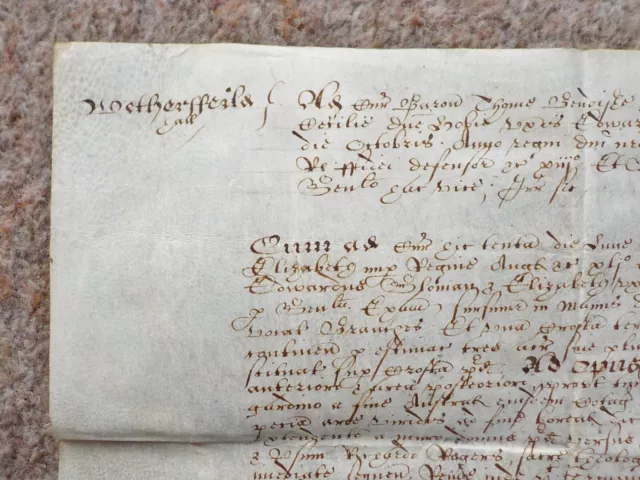 1616 Wethersfield Essex hand written 17th century Latin Vellum Deed Document