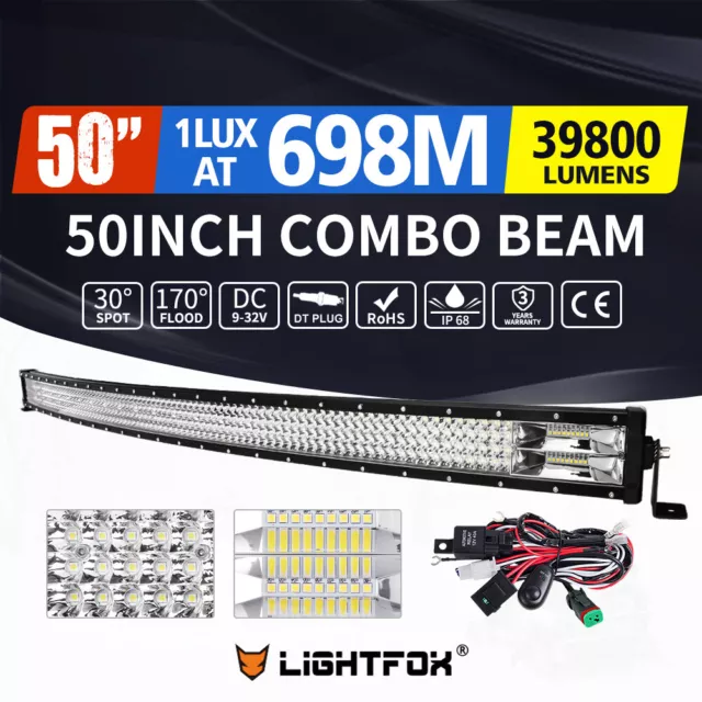 Lightfox 50inch Osram LED Light Bar Curved Combo Beam Driving Offroad 4x4 52"