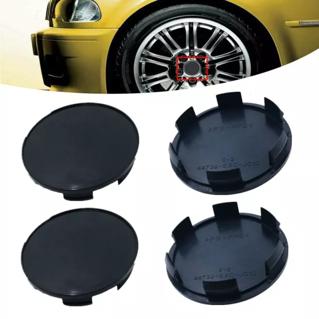 4× 64mm/70mm Chrome ABS Plastic Car Wheel Center Rim Hub Cover Caps Blank Black