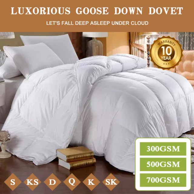 700GSM White Duck Down Feather Winter Summer Quilt Doona Duvet Blanket All Sizes