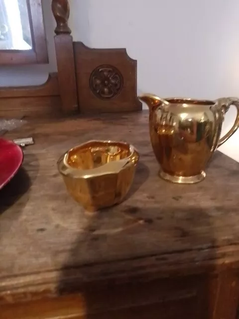 Royal Winton Grimwades  Gold Cream Jug And Sugar Bowl 2