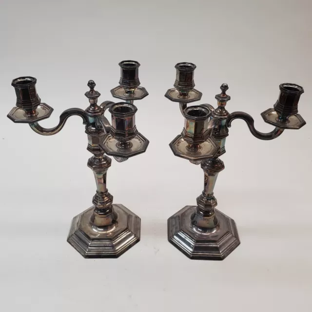 Pair Christofle Candlesticks Chandeliers Candelabra France Silverplated Vintage