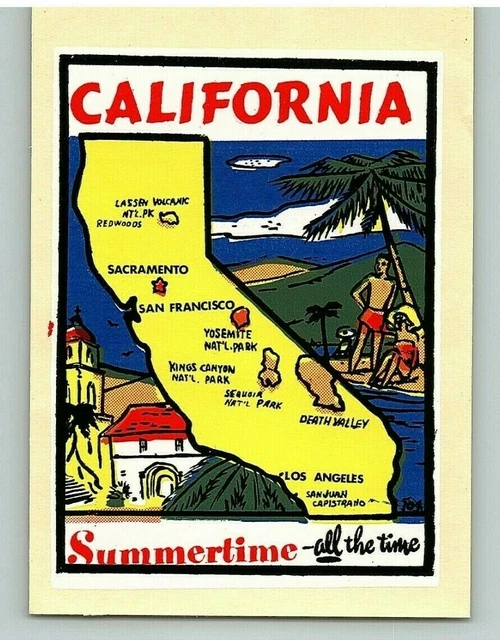 1960's Baxter-Lane Co California State Souvenir Decal Sticker Original Envelope