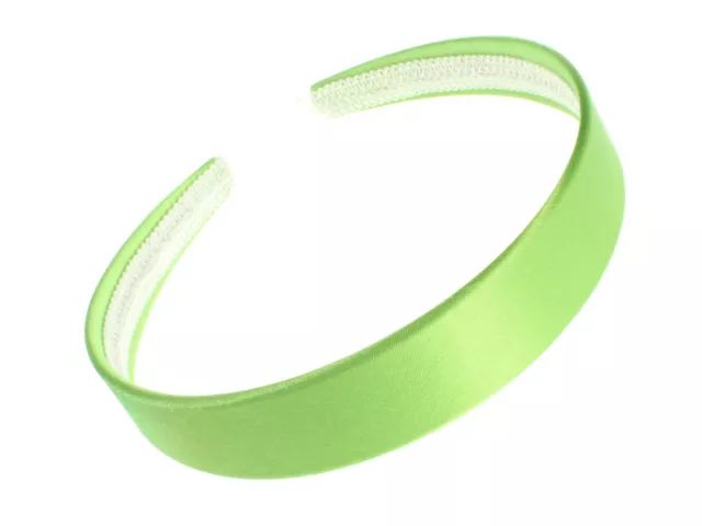 2.5cm (1") Lime Green Satin Plastic Alice Band Hair Band Headband No Teeth