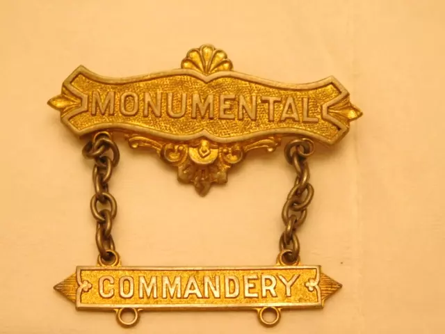 Early 1900s  pin, with chain, Monumental Commandery,Masonic Knights Templar