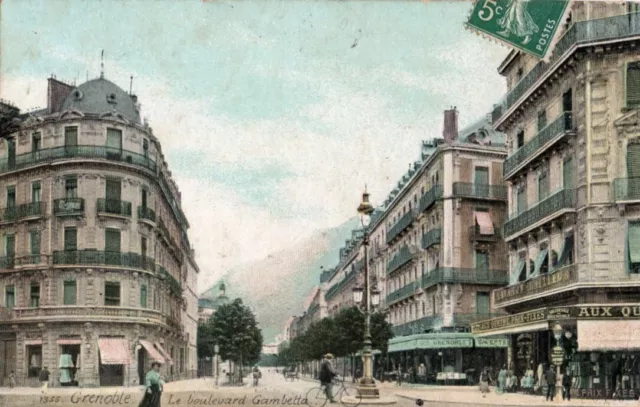 38 Cpa Animee Debut 1900 Grenoble Le Boulevard Gambetta