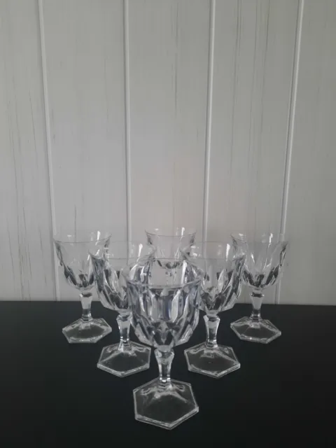 6 Verres à VIN ROUGE Cristal d'Arques taillé , 16 cl,  Modèle  CHAUMONT