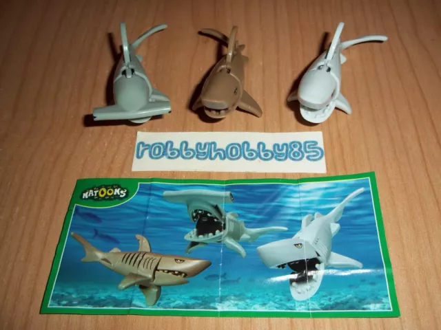 Sharks Complete Set 3 Figures With All Papers Kinder Surprise Egg Toys 2016/2017
