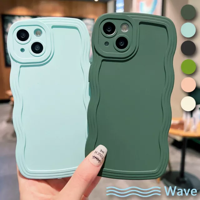 For iPhone 15 14 13 Pro Max 12 11 X 8 7 Shockproof Wavy Silicone Slim Case Cover