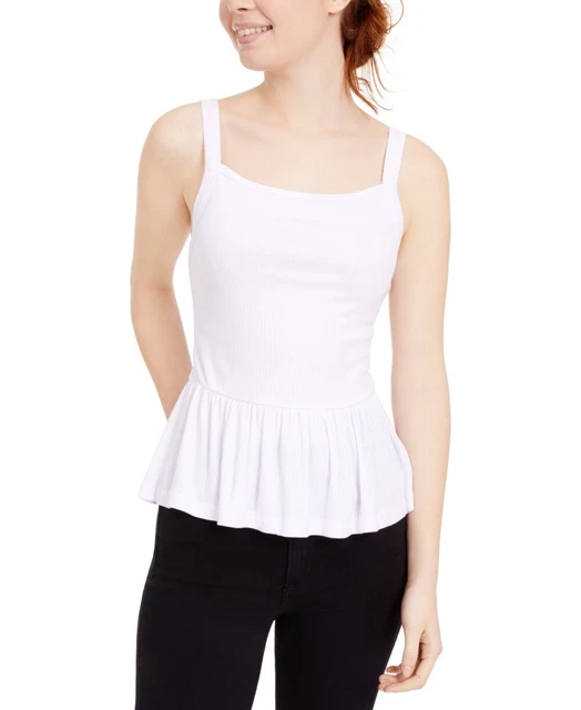 Derek Heart Junior's Smocked Waist Peplum Top White Size Small
