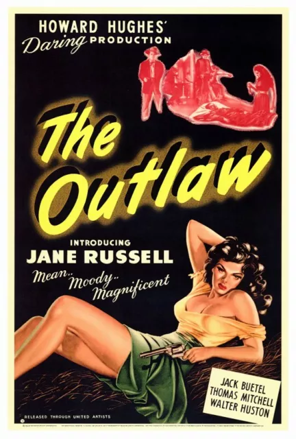 THE OUTLAW Movie POSTER 27x40 Jane Russell Jack Buetel Walter Huston Thomas