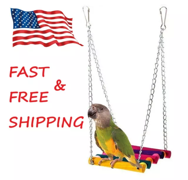 Pet Bird Parrot Parakeet Budgie Cockatiel Cage Hammock Swing Toy Hanging Toy USA