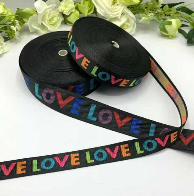 LOVE bag strap webbing 1" and 1.5" widths belt rainbow Pride LGBTQ decoration