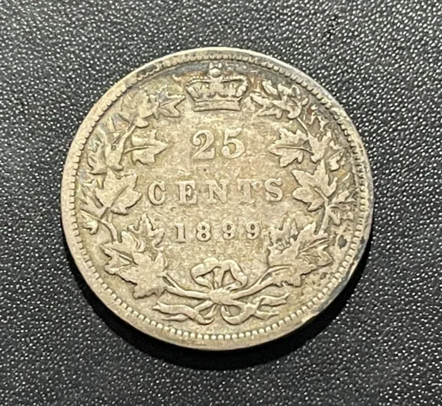 Canada 1899 25 Cents Silver Coin: Victoria