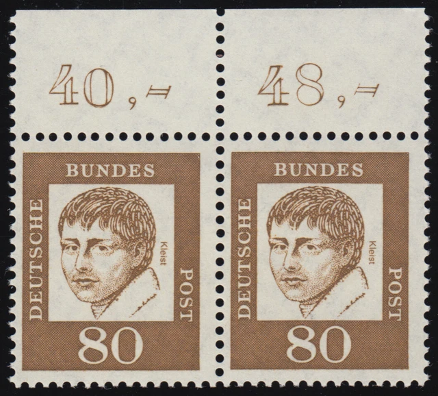 359 Bed. Deutsche 80 Pf Paar OR ** postfrisch