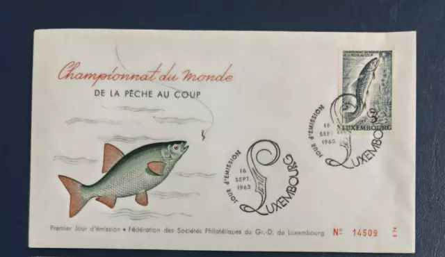 1963, Championnat du Monde de la Pêche , LUXEMBOURG , env 1er jour fdc