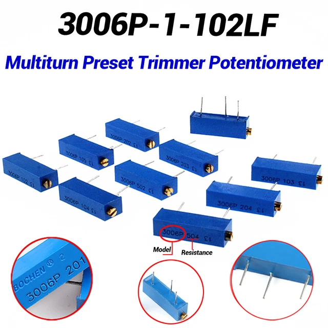 3006P 1K -100K Ohm ±10% Multi-Turn Cermet Preset Trimmer Potentiometer Pot New