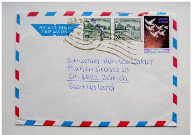 Bangladesh 1 cover 1972 to Switzerland with overprint stamps