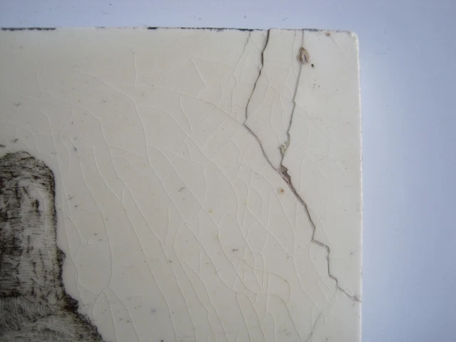 ANTIQUE VICTORIAN MINTONS VIEWS TILE  - CRICCIETH CASTLE c1885 SERIES No.2024 2