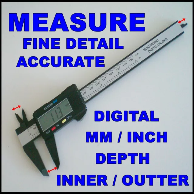 Vernier Gauge LCD Digital Electronic Micrometer Caliper Internal External Measur