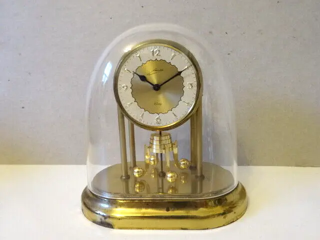 Vintage Schmid Miniature 5" Oval Dome Pendulum Clock Germany for Repair or Parts