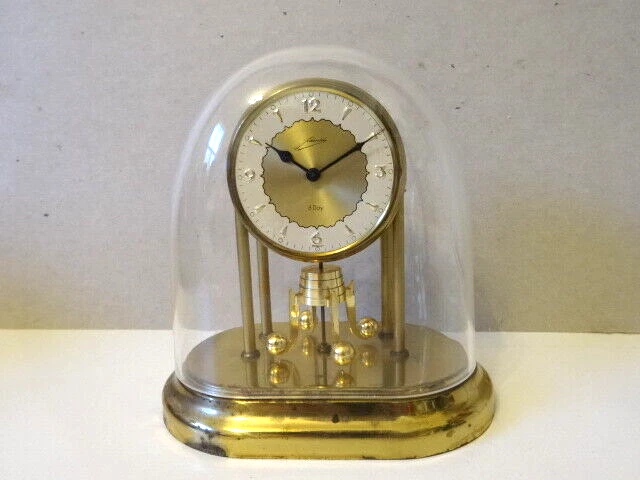 Vintage Schmid Miniature 5" Oval Dome Pendulum Clock Germany for Repair or Parts Vintage Schmid Miniature 5" Oval Dome Pendulum Clock Germany for Repair or Parts
